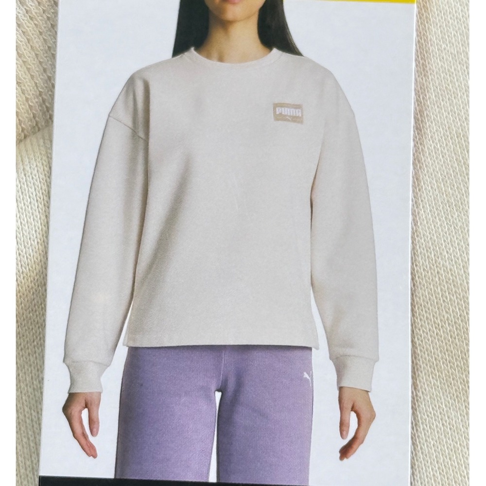Puma Women Sweater sz S Fleece Crew neck Casual Outdoor Winter School Work Tofu